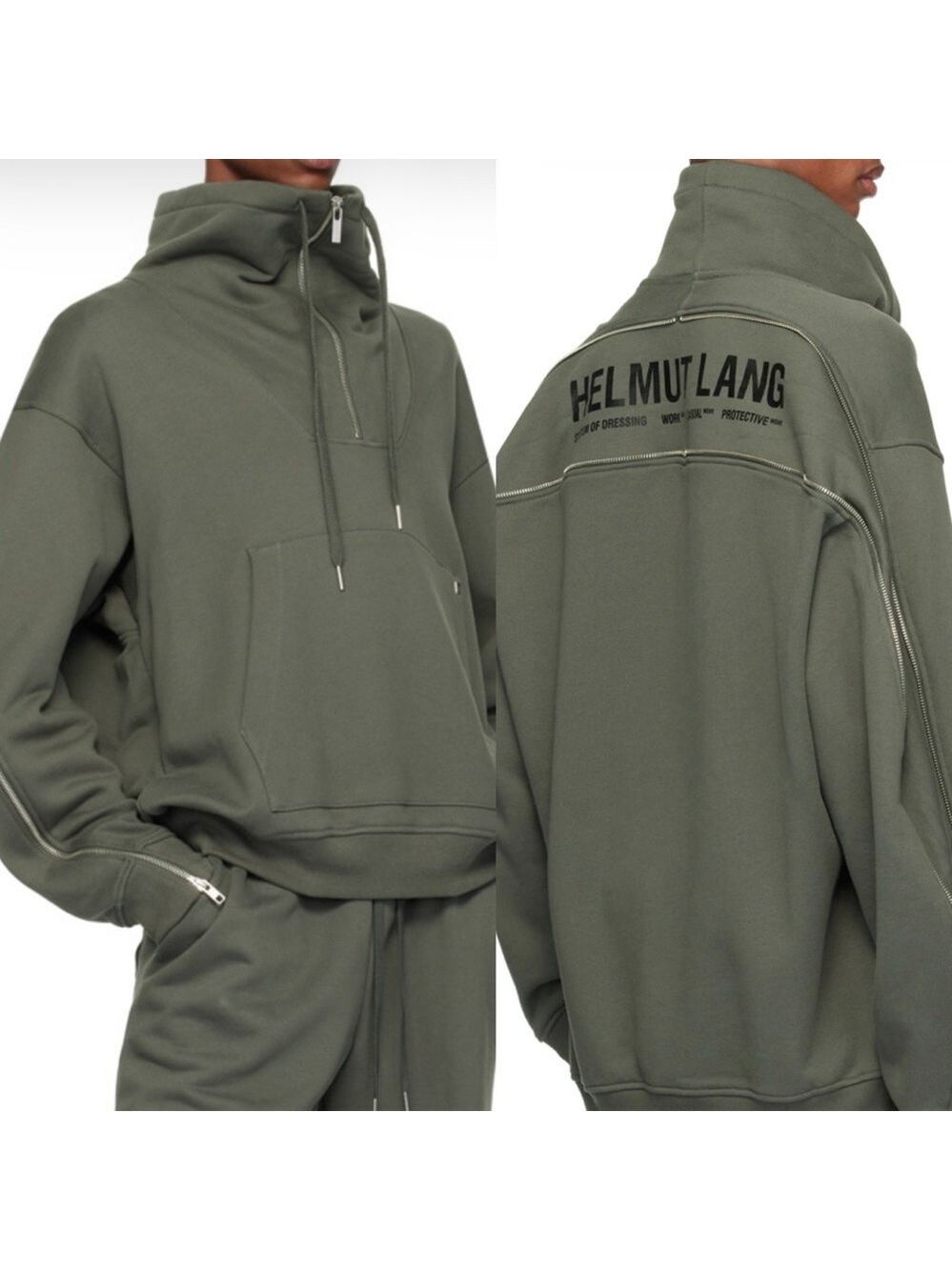 Like New Helmut Lang Funnel Neck Graphic Suitcase Sweatshirt Gray size medium